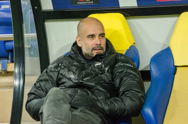 Kharkiv Ucraina Settembre 2019 Allenatore Pep Guardiola Durante Partita Champions — Foto Stock