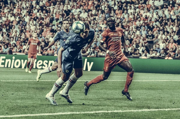 Istambul Turquia Agosto 2019 Andreas Christensen Sadio Mane Durante Partida — Fotografia de Stock