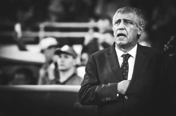 Kyiv Ukraine Outubro 2019 Treinador Fernando Santos Durante Partida Qualificação — Fotografia de Stock