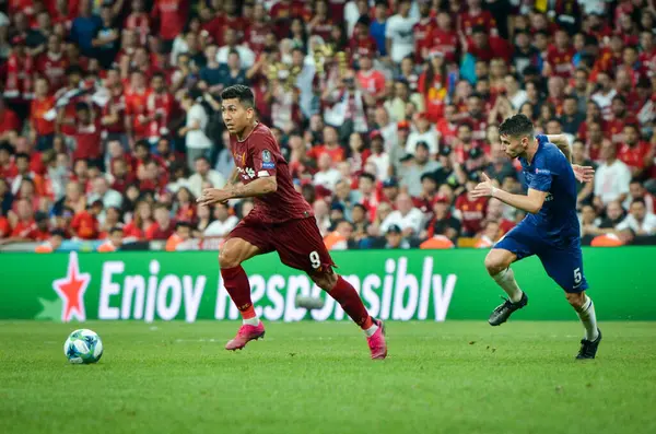 Istanbul Turkey August 2019 Roberto Firmino Jorginho Uefa Super Cup — 스톡 사진