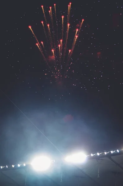 Kyiv Ukraine October 2019 Fireworks Stadium Honor Victory National Team — Stockfoto