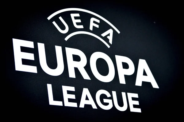 Lviv Ukraine Novembro 2019 Logotipo Emblema Liga Europa Durante Jogo — Fotografia de Stock