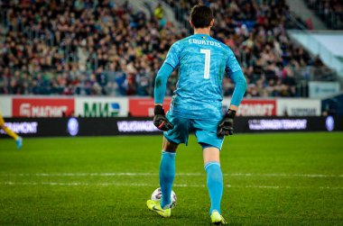 SAINT-PETERSBURG, RUSSIA - November 16, 2019: Thibaut Courtois player during UEFA EURO 2020 qualifying match between national team Russia against Belgium national team, Russia