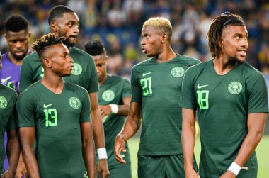 DNIPRO, UKRAINE - September 10, 2019:  Alex Iwobi player during the friendly match between national team Ukraine against Nigeria national team, Ukraine