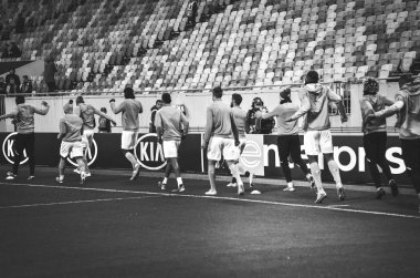 LVIV, UKRAINE - November 07, 2019:  AS Saint Etienne training session during the UEFA Europa League match between Alexandria (Ukraine) vs AS Saint Etienne (France), Ukraine