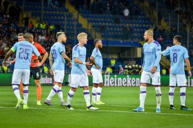 KHARKIV, UKRAINE - September 18, 2019: Manchester City player during the UEFA Champions League match between Shakhtar Donetsk vs Manchester City (England), Ukraine