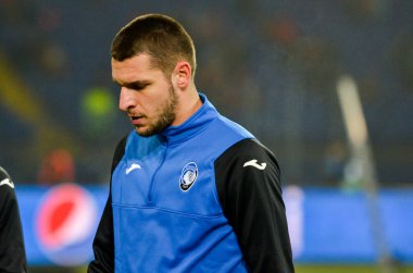 KHARKIV, UKRAINE - December 11, 2019: Berat Djimsiti player during the UEFA Champions League match between Shakhtar vs Atalanta Bergamasca Calcio BC (Italy), Ukraine