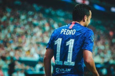 Istanbul, Turkey - August 14, 2019: Pedro player during the UEFA Super Cup Finals match between Liverpool and Chelsea at Vodafone Park in Vodafone Arena, Turkey