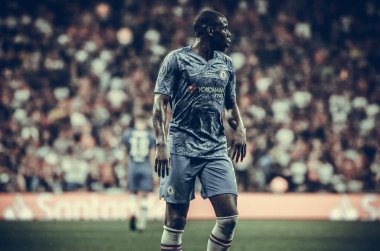 Istanbul, Turkey - August 14, 2019: Kurt Zouma player during the UEFA Super Cup Finals match between Liverpool and Chelsea at Vodafone Park in Vodafone Arena, Turkey