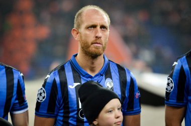 KHARKIV, UKRAINE - December 11, 2019: Andrea Masiello player during the UEFA Champions League match between Shakhtar vs Atalanta Bergamasca Calcio BC (Italy), Ukraine