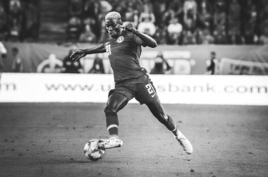 DNIPRO, UKRAINE - September 10, 2019: Victor Osimhen player during the friendly match between national team Ukraine against Nigeria national team, Ukraine
