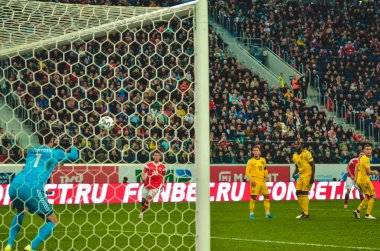 SAINT-PETERSBURG, RUSSIA - November 16, 2019: Thibaut Courtois player during UEFA EURO 2020 qualifying match between national team Russia against Belgium national team, Russia