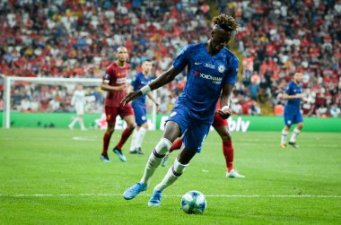 Istanbul, Turkey - August 14, 2019: Tammy Abraham player during the UEFA Super Cup Finals match between Liverpool and Chelsea at Vodafone Park in Vodafone Arena, Turkey