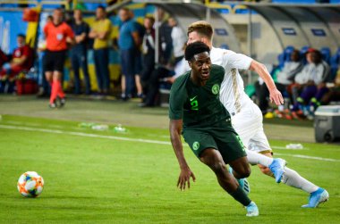 DNIPRO, UKRAINE - September 10, 2019: Football player during the friendly match between national team Ukraine against Nigeria national team, Ukraine