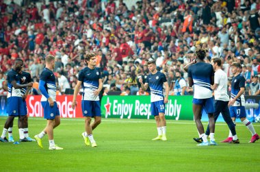 Istanbul, Turkey - August 14, 2019: Chelsea  Football player during the UEFA Super Cup Finals match between Liverpool and Chelsea in Vodafon Arena stadium, Turkey