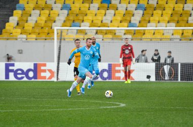 Lviv, Ukrayna - 28 Kasım 2019: Alexandria (Ukrayna) ile Wolfsburg (Almanya), Ukrayna arasındaki Uefa Avrupa Ligi karşılaşmasında Maximilian Arnold oyuncusu