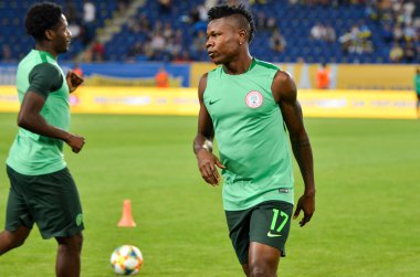 DNIPRO, UKRAINE - September 10, 2019: Samuel Kalu player during the friendly match between national team Ukraine against Nigeria national team, Ukraine
