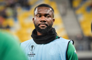 LVIV, UKRAINE - November 07, 2019: Jean-Eudes Aholou player during the UEFA Europa League match between Alexandria (Ukraine) vs AS Saint Etienne (France), Ukraine