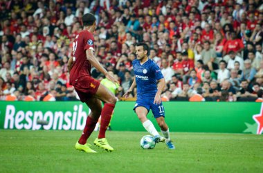 Istanbul, Turkey - August 14, 2019: Pedro player during the UEFA Super Cup Finals match between Liverpool and Chelsea at Vodafone Park in Vodafone Arena, Turkey