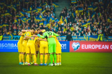 Kyiv, Ukrayna - 14 Ekim 2019: Uefa Euro 2020 ön eleme maçında Ukrayna milli takımı Ukrayna milli takımı ile Ukrayna milli takımı arasında oynanan karşılaşma