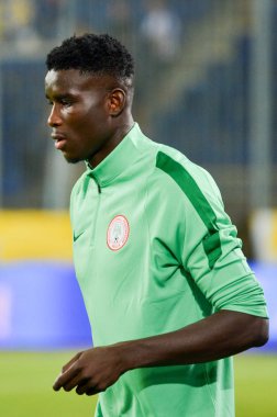 DNIPRO, UKRAINE - September 10, 2019: Paul Onuachu player during the friendly match between national team Ukraine against Nigeria national team, Ukraine