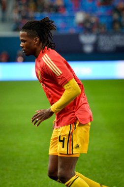 SAINT-PETERSBURG, RUSSIA - November 16, 2019: Dedryck Boyata and Belgium national football team training session during UEFA EURO 2020 qualifying match between Russia against Belgium, Russia