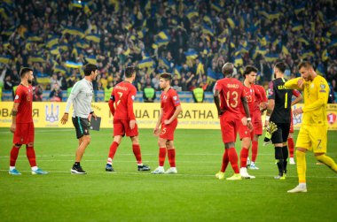 Kyiv, Ukrayna - 14 Ekim 2019: Uefa Euro 2020 ön eleme maçında Portekiz Milli Takımı Ukrayna ile Ukrayna milli takımı arasında oynanan karşılaşma