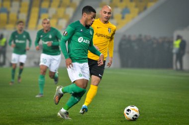 LVIV, UKRAINE - November 07, 2019: Arnaud Nordin player during the UEFA Europa League match between Alexandria (Ukraine) vs AS Saint Etienne (France), Ukraine