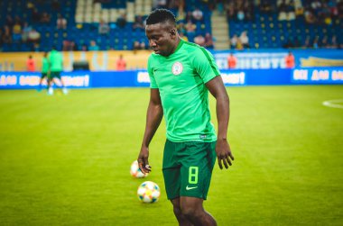 DNIPRO, UKRAINE - September 10, 2019: Oghenekaro Etebo player during the friendly match between national team Ukraine against Nigeria national team, Ukraine