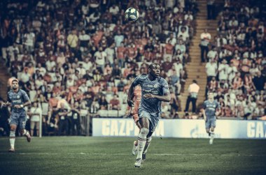 Istanbul, Turkey - August 14, 2019: Kurt Zouma during the UEFA Super Cup Finals match between Liverpool and Chelsea at Vodafone Park in Vodafone Arena, Turkey