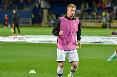 KHARKIV, UKRAINE - September 18, 2019: Kevin De Bruyne player during the UEFA Champions League match between Shakhtar Donetsk vs Manchester City (England), Ukraine