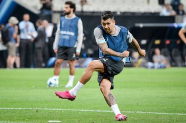 Istanbul, Turkey - August 14, 2019: Roberto Firmino before the UEFA Super Cup Finals match between Liverpool and Chelsea at Vodafone Park in Vodafone Arena, Turkey