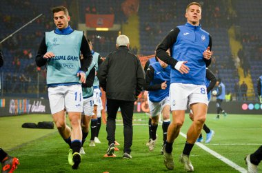KHARKIV, UKRAINE - December 11, 2019: Remo Freuler and  Mario Pasalic during the UEFA Champions League match between Shakhtar vs Atalanta Bergamasca Calcio BC (Italy), Ukraine