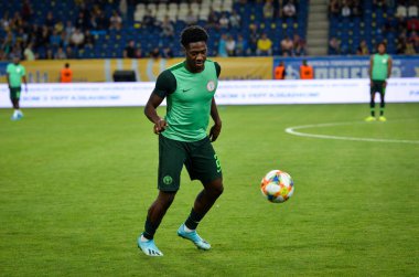 DNIPRO, UKRAINE - September 10, 2019: Football player during the friendly match between national team Ukraine against Nigeria national team, Ukraine