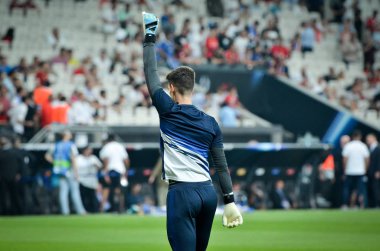 Istanbul, Turkey - August 14, 2019: Goalkeeper Kepa player during the UEFA Super Cup Finals match between Liverpool and Chelsea in Vodafon Arena stadium, Turkey