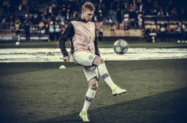 KHARKIV, UKRAINE - September 18, 2019: Kevin De Bruyne during the UEFA Champions League match between Shakhtar Donetsk vs Manchester City (England), Ukraine
