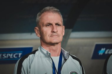 DNIPRO, UKRAINE - September 10, 2019: Nigeria Coaching Staff player during the friendly match between national team Ukraine against Nigeria national team, Ukraine