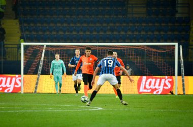 KHARKIV, UKRAINE - December 11, 2019: Berat Djimsiti player during the UEFA Champions League match between Shakhtar vs Atalanta Bergamasca Calcio BC (Italy), Ukraine