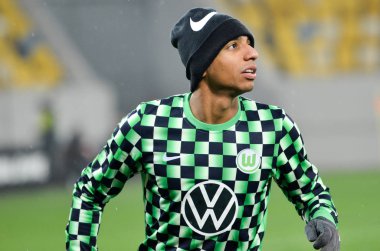 Lviv, Ukrayna - 28 Kasım 2019: Joao Victor Uefa Avrupa Ligi karşılaşmasında Alexandria ile Wolfsburg (Almanya), Ukrayna