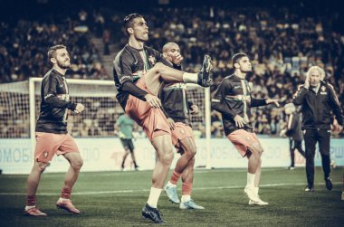 Kyiv, Ukrayna - 14 Ekim 2019: Cristiano Ronaldo ve Uefa Euro 2020 ön eleme maçında Ukrayna ile Portekiz milli takımı Ukrayna arasında oynanan karşılaşma