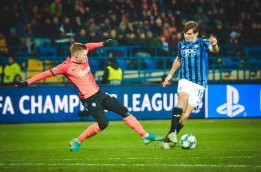 KHARKIV, UKRAINE - December 11, 2019: Marten de Roon player during the UEFA Champions League match between Shakhtar vs Atalanta Bergamasca Calcio BC (Italy), Ukraine