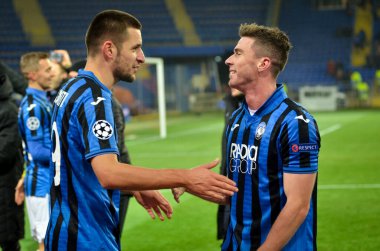 KHARKIV, UKRAINE - December 11, 2019: Berat Djimsiti player during the UEFA Champions League match between Shakhtar vs Atalanta Bergamasca Calcio BC (Italy), Ukraine