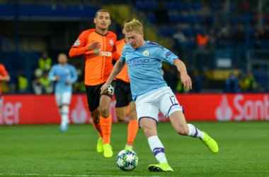 KHARKIV, UKRAINE - September 18, 2019: Kevin De Bruyne during the UEFA Champions League match between Shakhtar Donetsk vs Manchester City (England), Ukraine