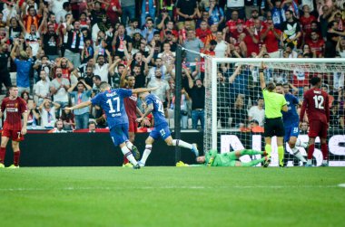 Istanbul, Turkey - August 14, 2019: Mateo Kovacic celebrate goal scored  during the UEFA Super Cup Finals match between Liverpool and Chelsea at Vodafone Park in Vodafone Arena, Turkey