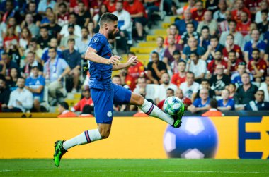 Istanbul, Turkey - August 14, 2019: Olivier Giroud player during the UEFA Super Cup Finals match between Liverpool and Chelsea at Vodafone Park in Vodafone Arena, Turkey