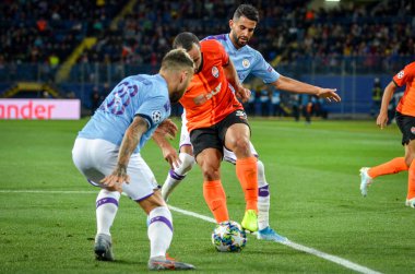 KHARKIV, UKRAINE - September 18, 2019: Nicolas Otamendi and Ismaily during the UEFA Champions League match between Shakhtar Donetsk vs Manchester City (England), Ukraine