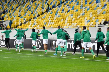 LVIV, UKRAINE - November 07, 2019:  AS Saint Etienne training session during the UEFA Europa League match between Alexandria (Ukraine) vs AS Saint Etienne (France), Ukraine