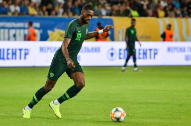 DNIPRO, UKRAINE - September 10, 2019: Semi Ajayi player during the friendly match between national team Ukraine against Nigeria national team, Ukraine