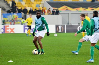 LVIV, UKRAINE - November 07, 2019: Jean-Eudes Aholou player during the UEFA Europa League match between Alexandria (Ukraine) vs AS Saint Etienne (France), Ukraine