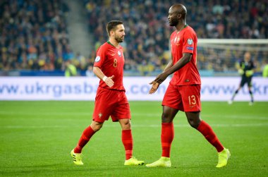 Kyiv, Ukrayna - 14 Ekim 2019: Uefa Euro 2020 ön eleme karşılaşmasında Ukrayna milli takımı Ukrayna ile Ukrayna milli takımı arasında oynanan karşılaşmada Danilo Pereira oyuncusu